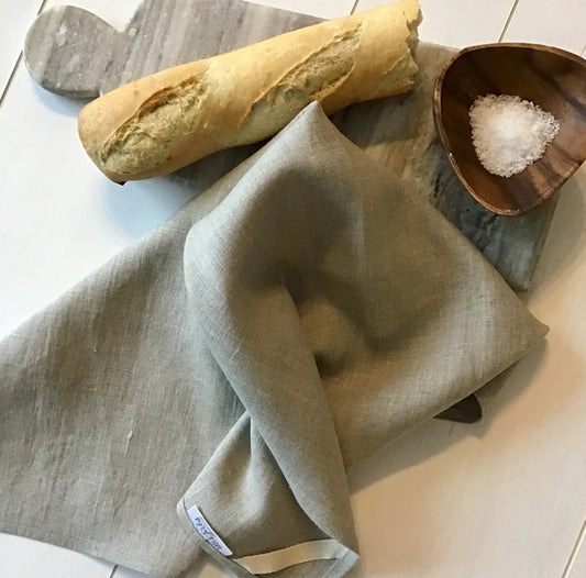 DAJ 100% Linen Teal Towels 2 pack- Natural