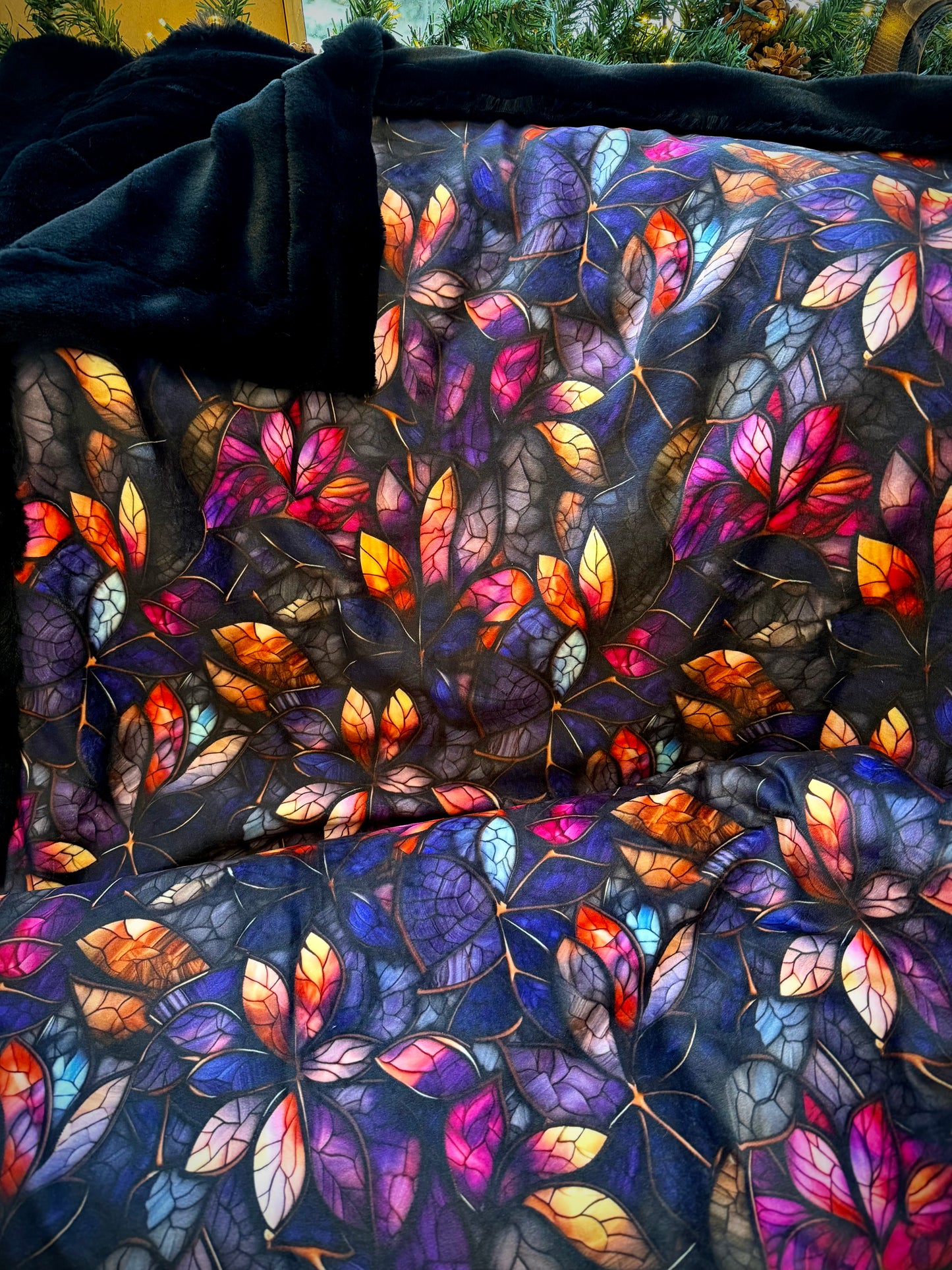 OAC - Minky Throw Blanket - Purple stained glass