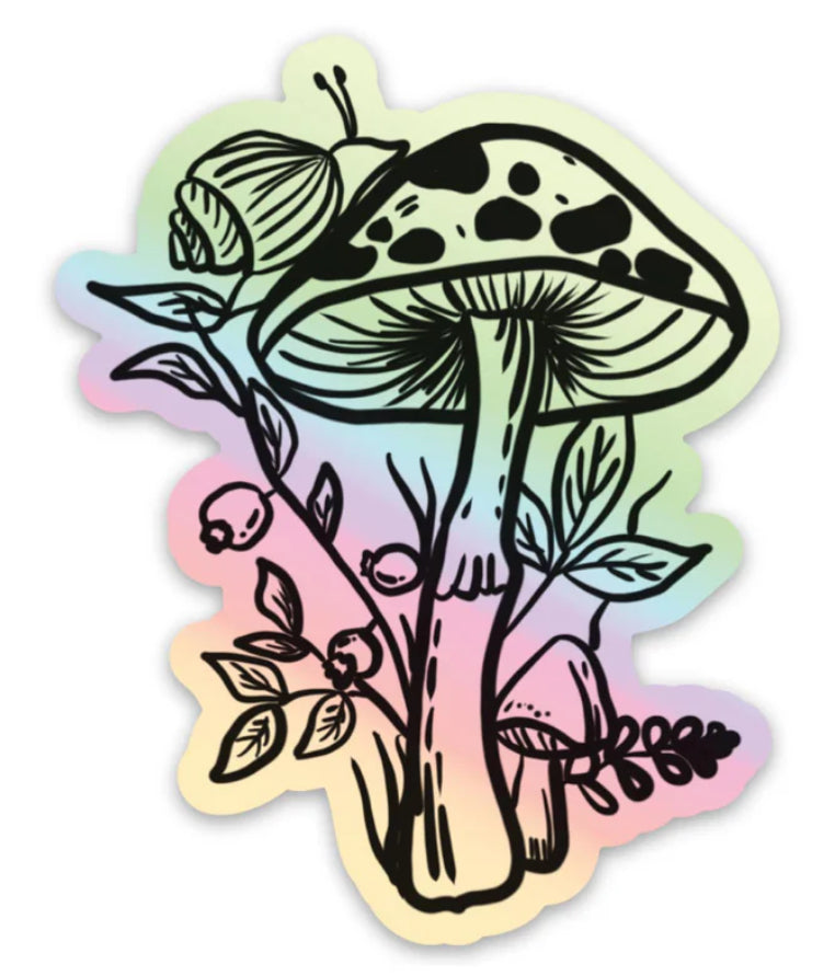 JD-S0036- Mushroom & Snail Holographic Sticker