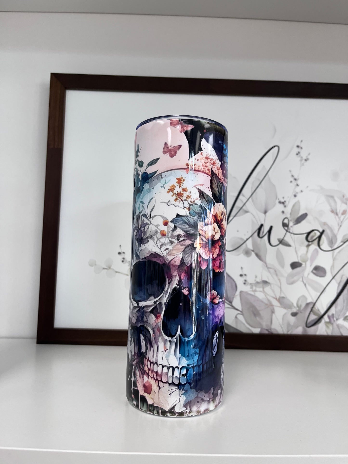TCK - 20oz Tall Tumbler - Floral Dark Skull