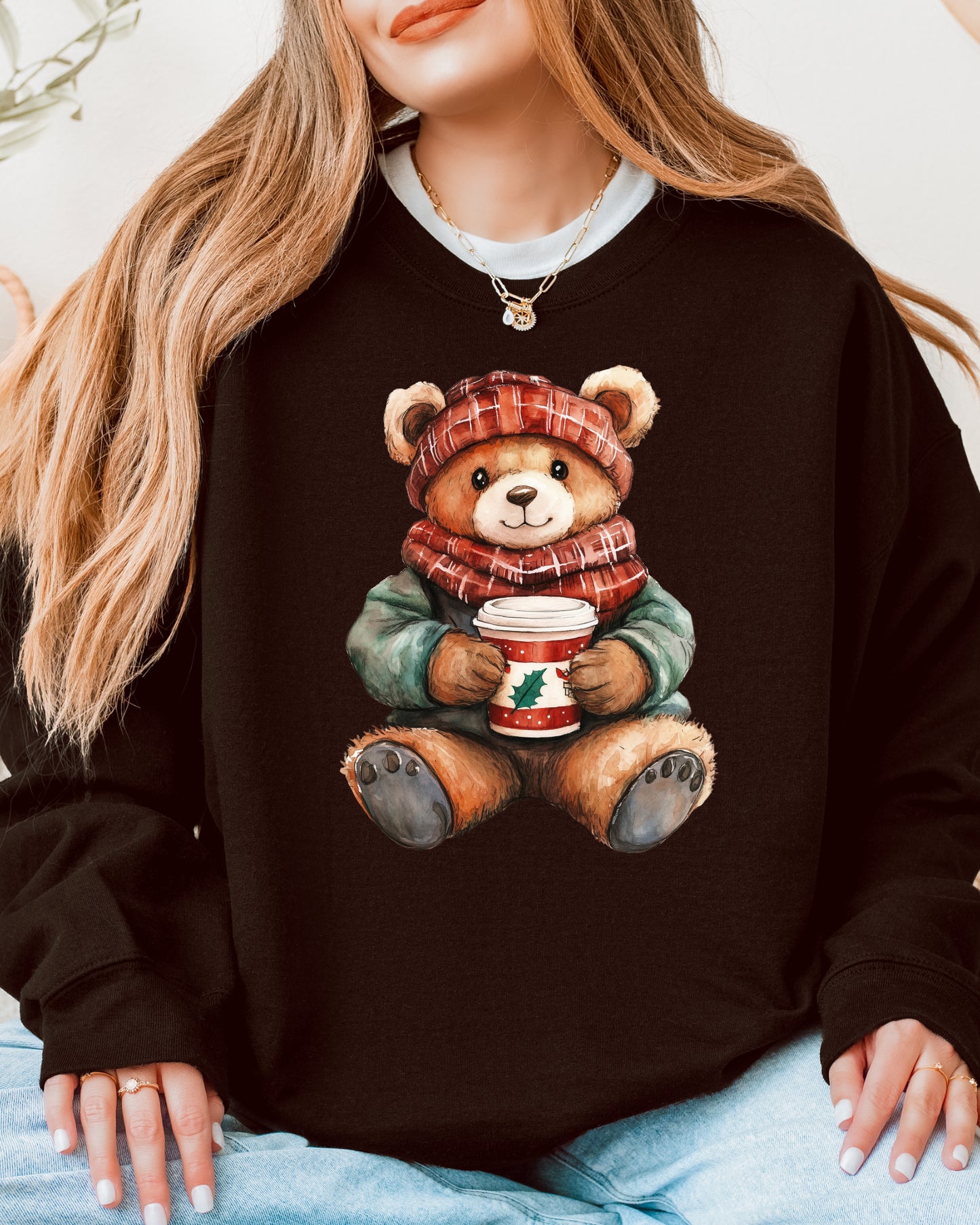IND-MB-C Merry Bear Crewneck Chocolate Brown