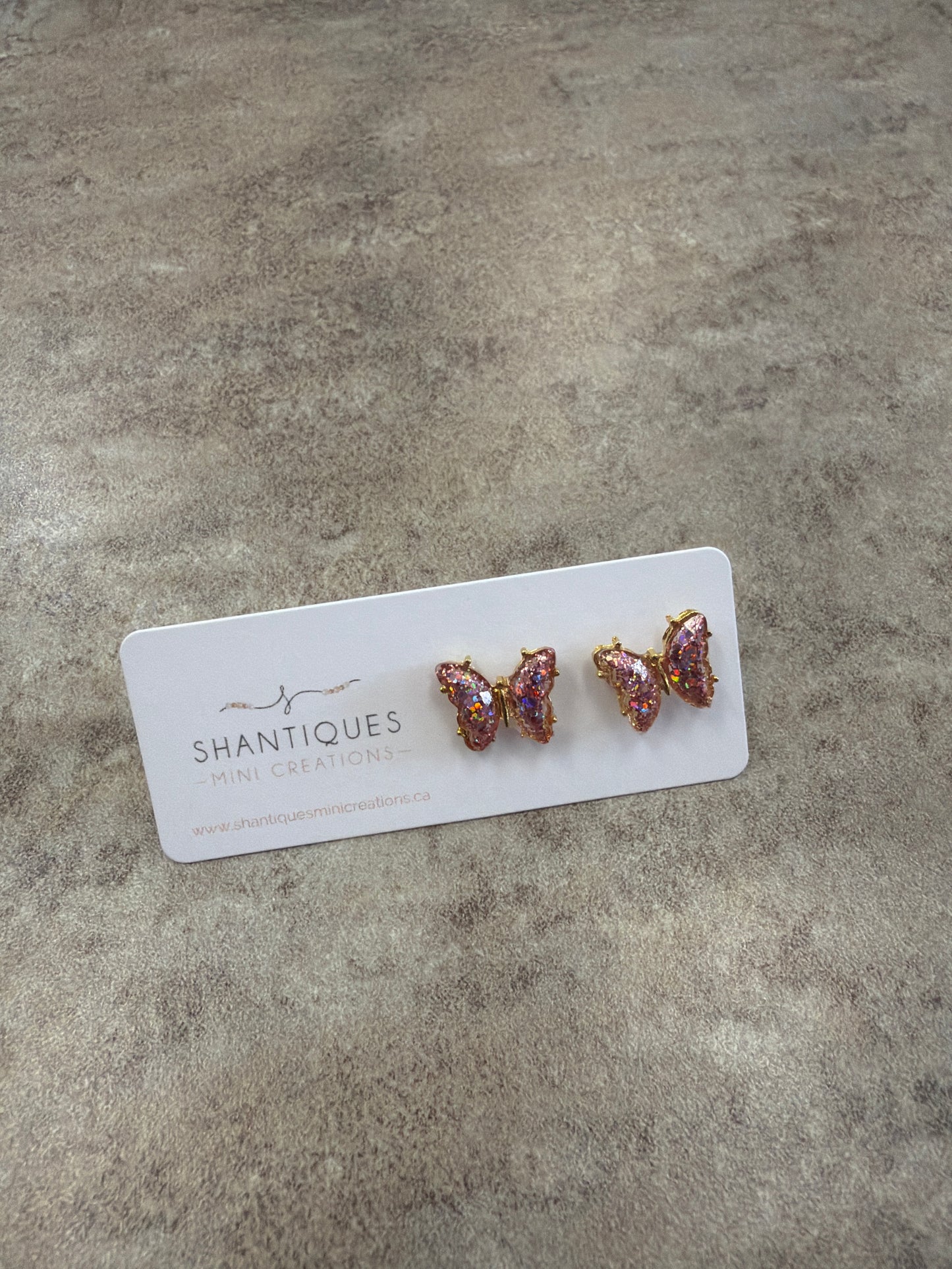 SMC - Pink Butterfly studs