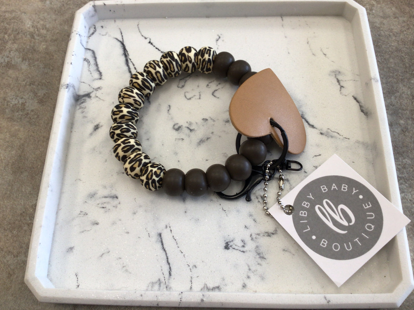 LBB-22 - Wristlet, Leopard Print/Brown, Large Size