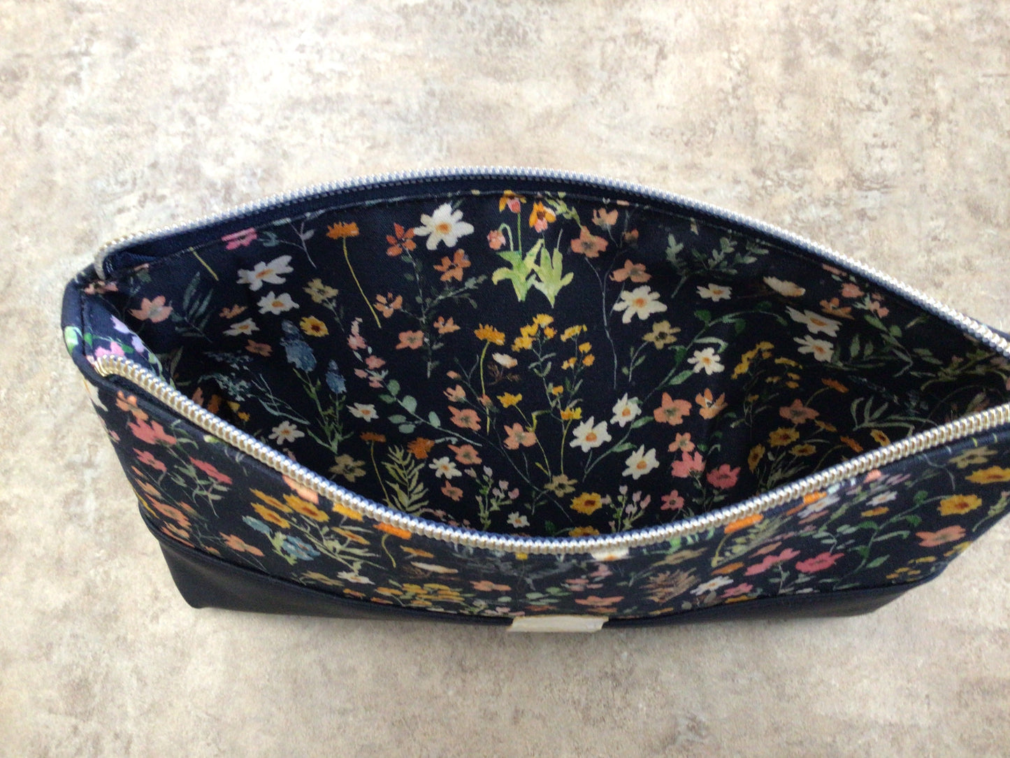 SWE-61 Navy Floral Large Pouch