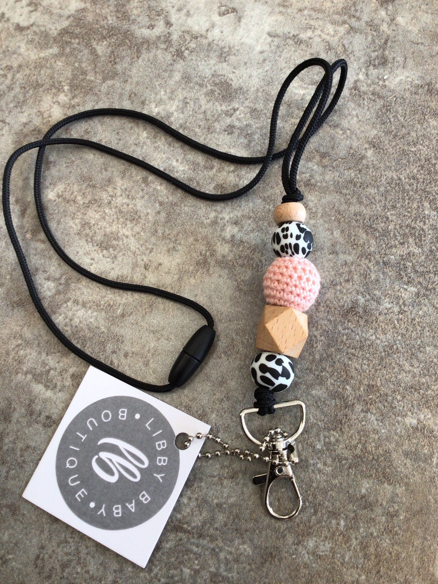 LBB-24 - Lanyard, Cow Print/Pink