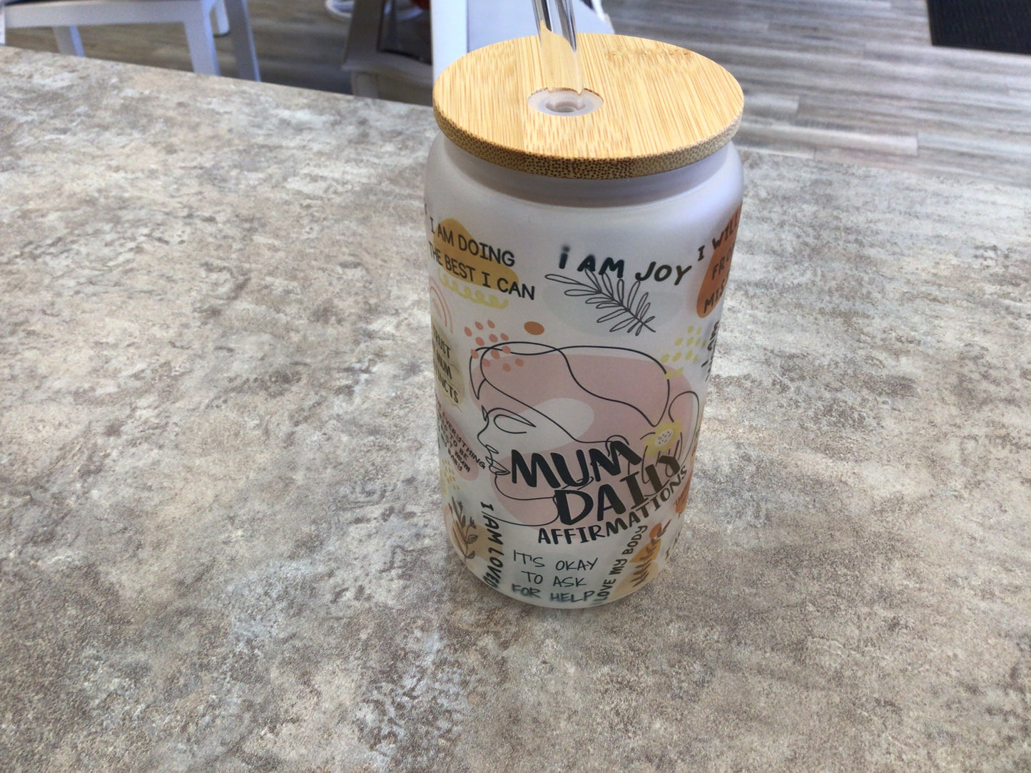 TCK - Glass Can Tumbler Mum Affirmations