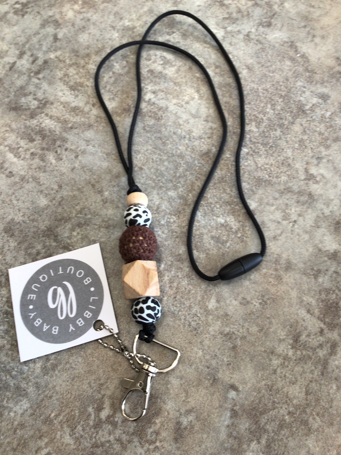 LBB-24 - Lanyard, Cow Print/Brown