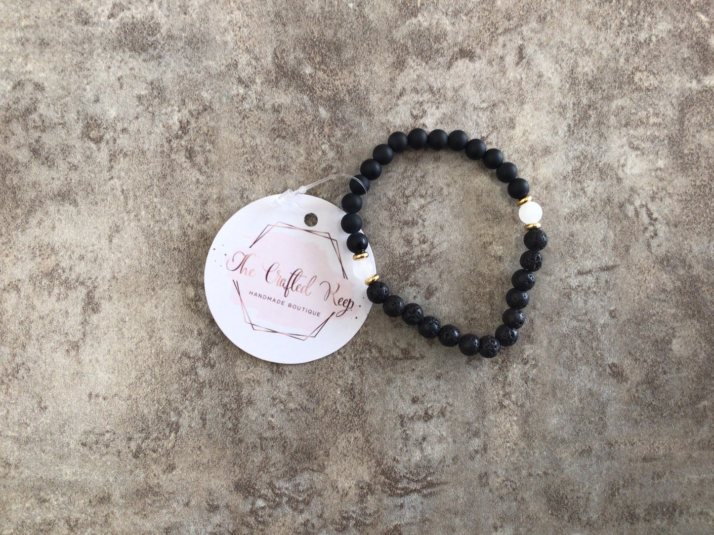KH - Black Agate Lava & White Jade