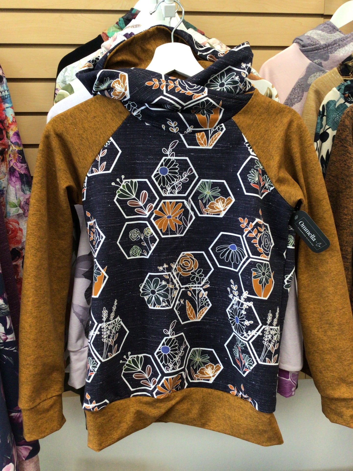 OAC Girls Navy & Rust Floral Hoodie - Size 14