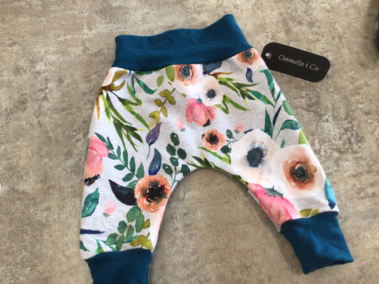 OAC Baby Harem Pant - Floral Teal