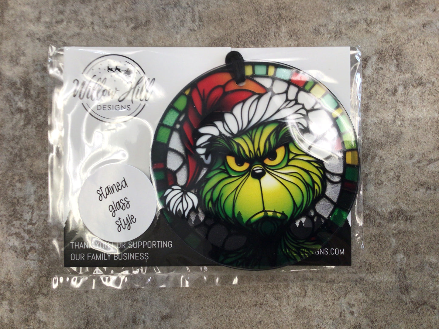 WHD Grinch Stained Glass Christmas Ornament