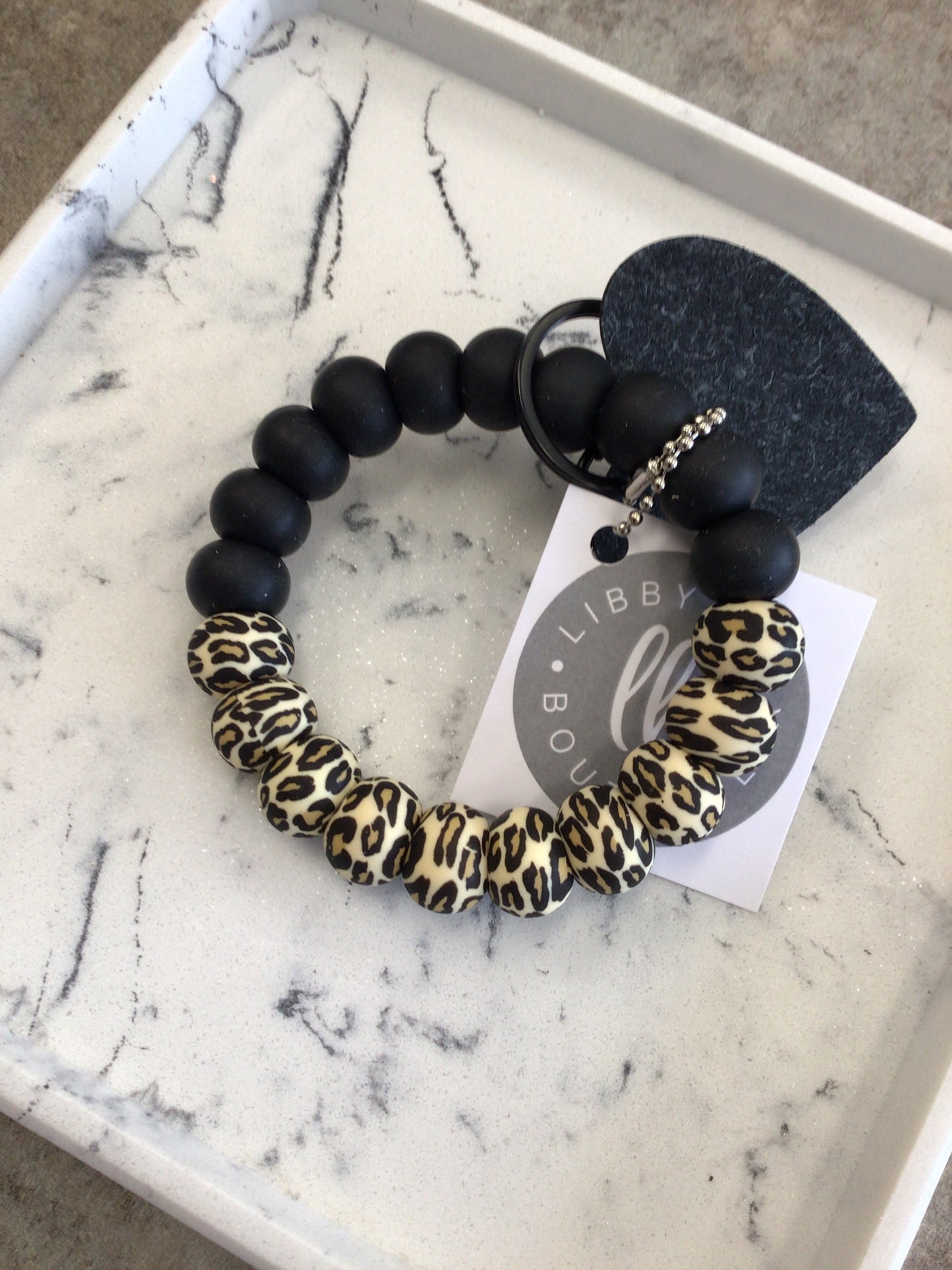 LBB-22 - Wristlet, Leopard Print/Black, Regular Size