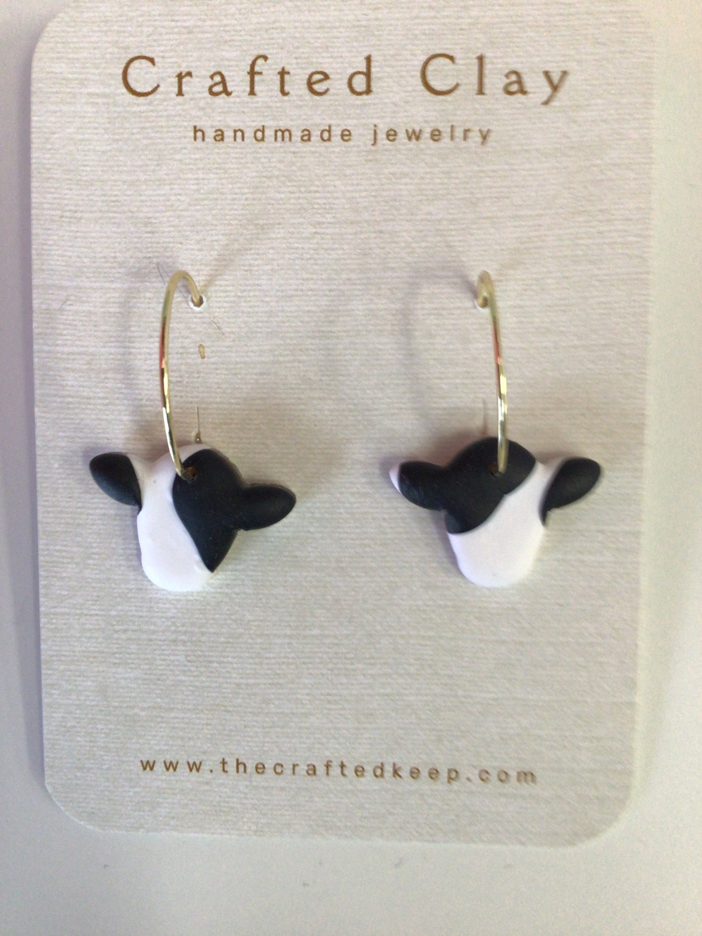 TCK - Clay Black/White Cow Earrings