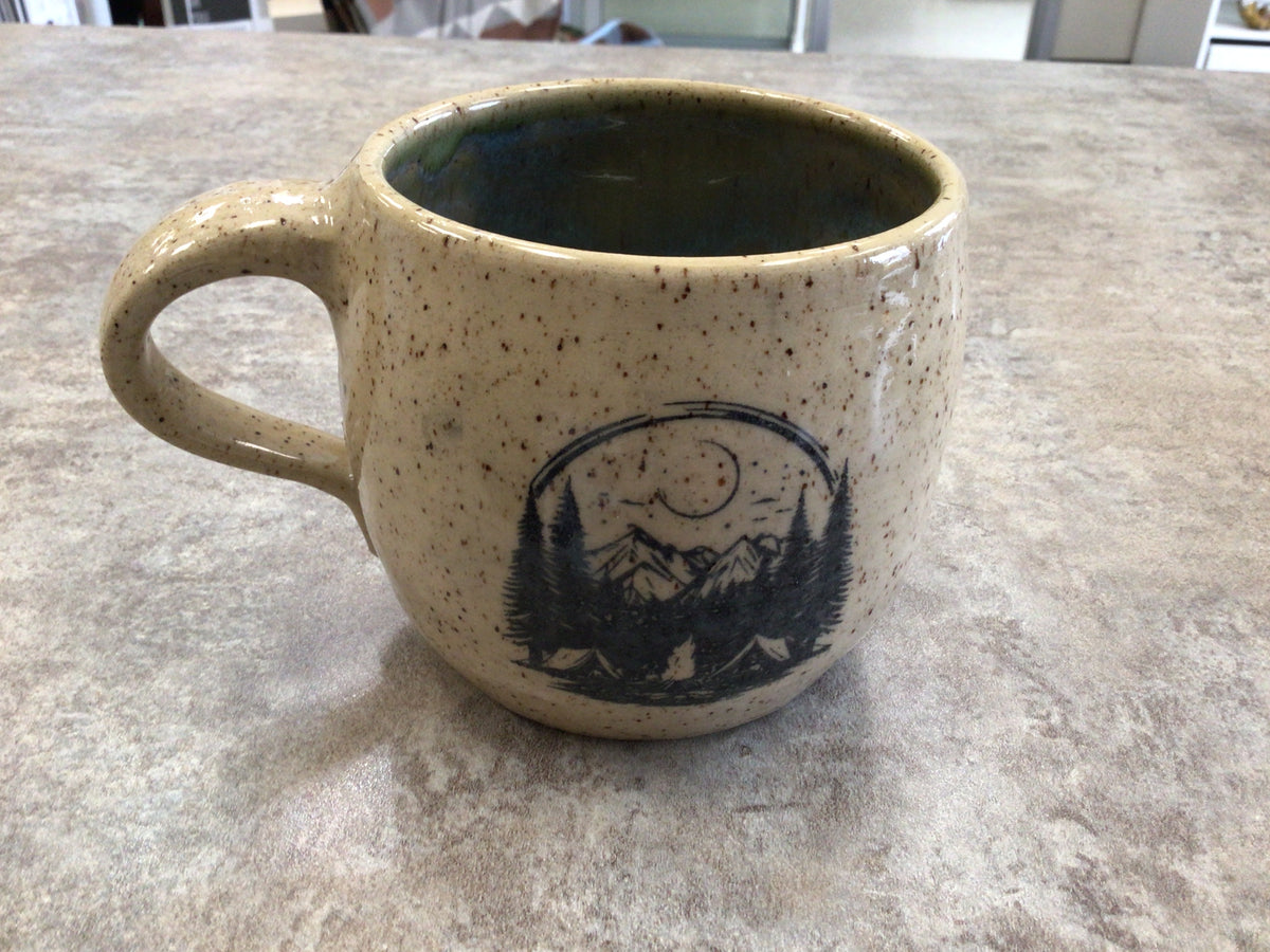WWP - Pottery Mug Camping Mountain Scene