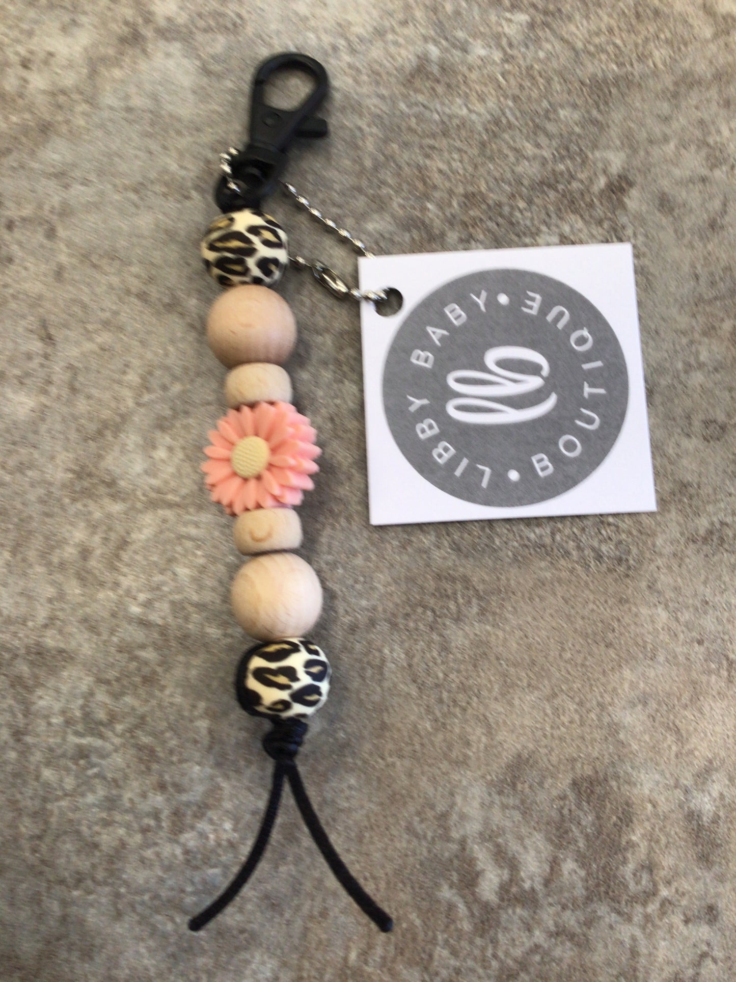 LBB-23 Keychain coral flower with leopard print