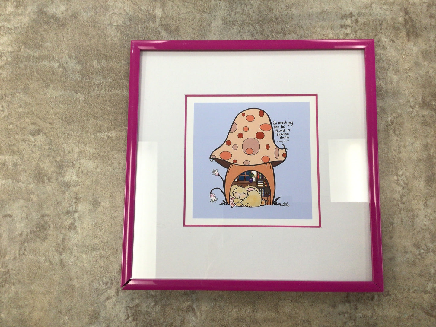 KS34 - 5x5 Bunny in Mushroom Framed Art Print