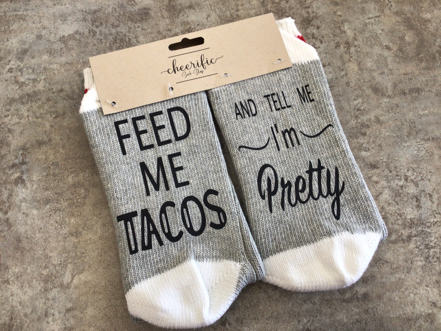 CSS163 “Feed Me Tacos” Socks (Light Grey)