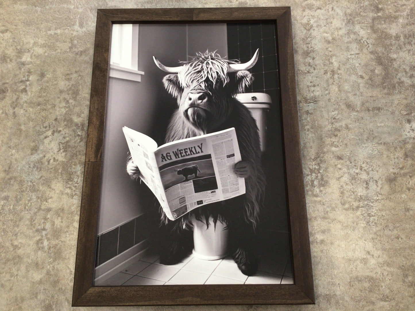 WHD Animals on the Toilet - Highland Cow 8x12” Sign