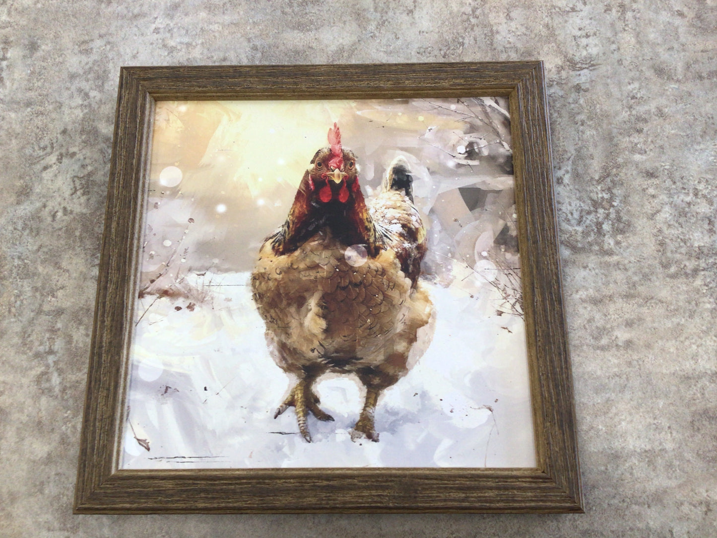 WHD Vintage Winter Chicken 8x8” Sign