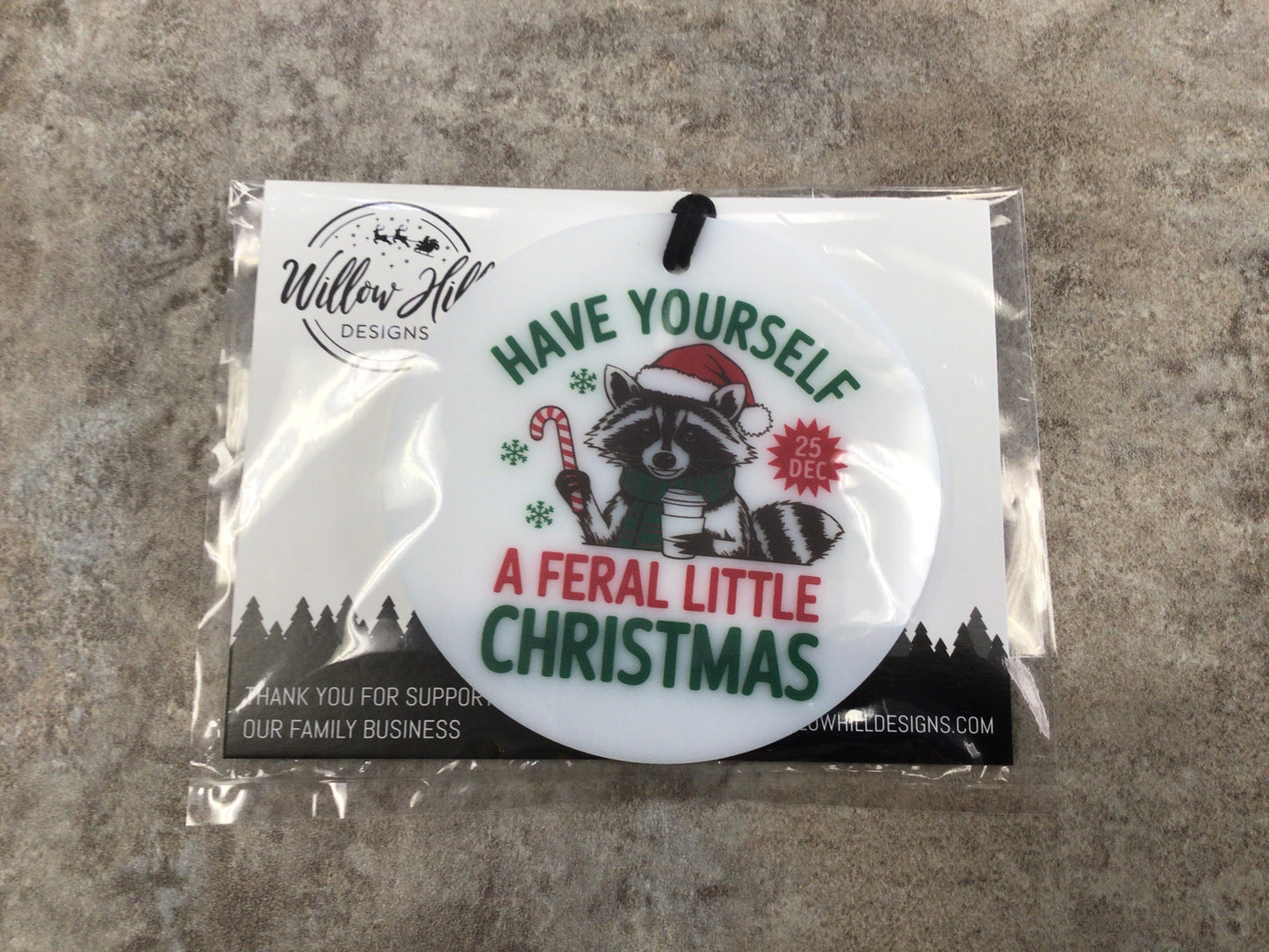WHD Racoon Christmas Ornament