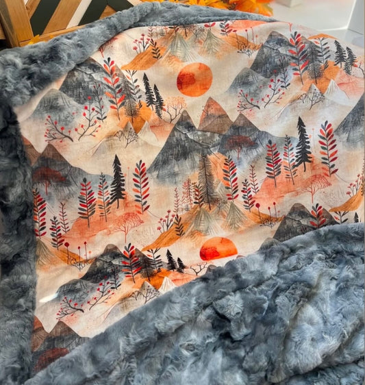 OAC - Minky Throw Blanket - Mountains