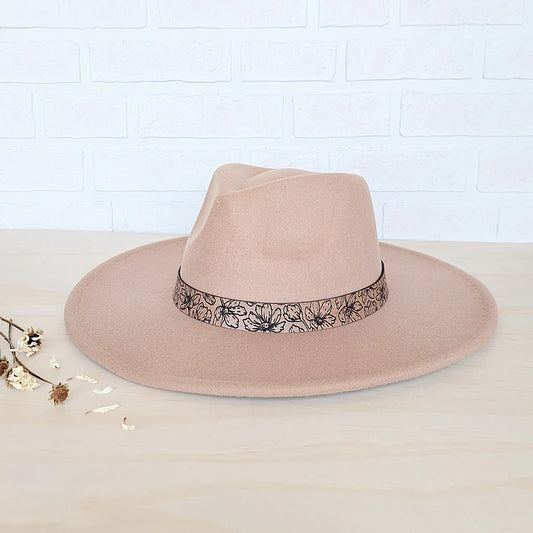 LAS - Floral Wide Brim Fedora Hat