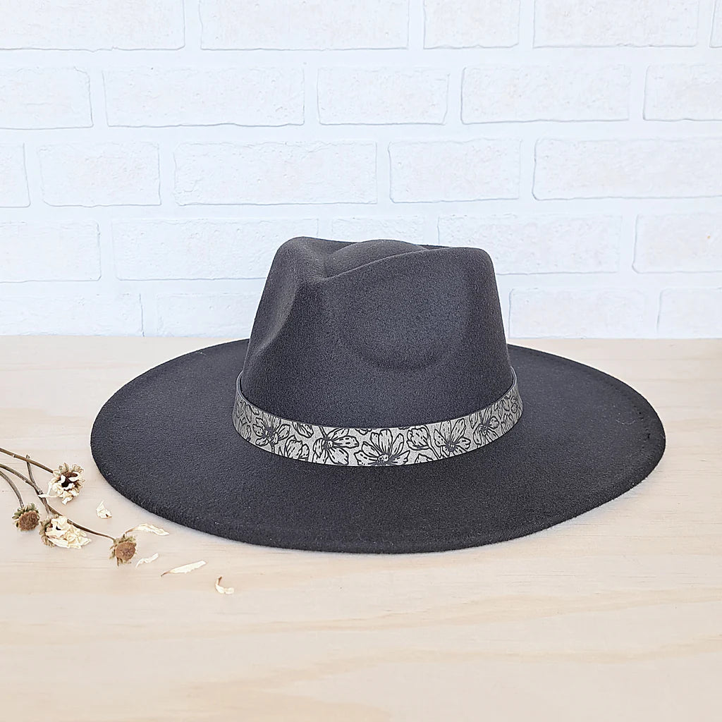 LAS - Floral Wide Brim Fedora Hat