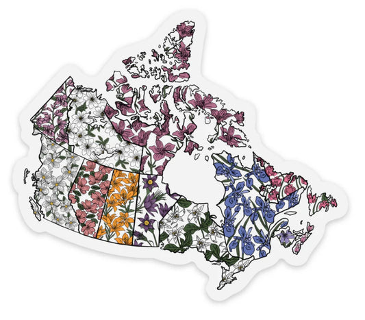 JD-S0073- Map of Canada Provincial Floral Sticker