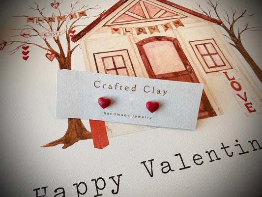 CJ - Mini Red heart Studs
