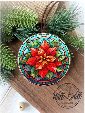 WHD Poinsettia Ornament (Stained Glass Style)