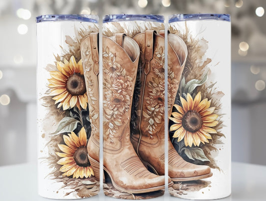 TCK - 20oz Tall Tumbler - Sunflower Boots