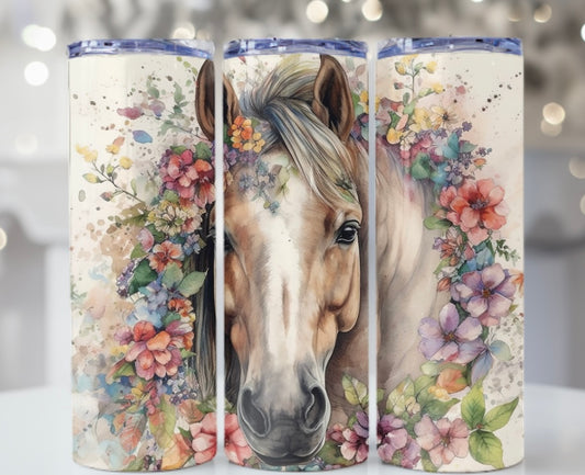 TCK - 20oz Tall Tumbler - Flowers/Horse