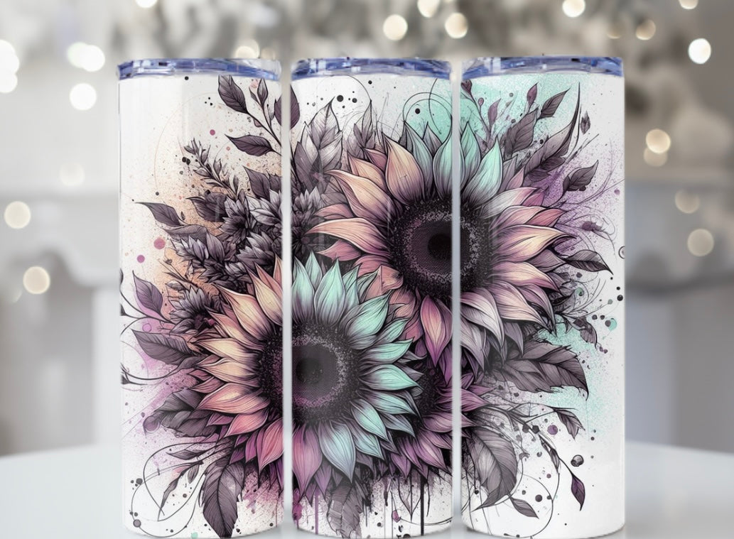 TCK - 20oz Tall Tumbler - Pastel Sunflowers