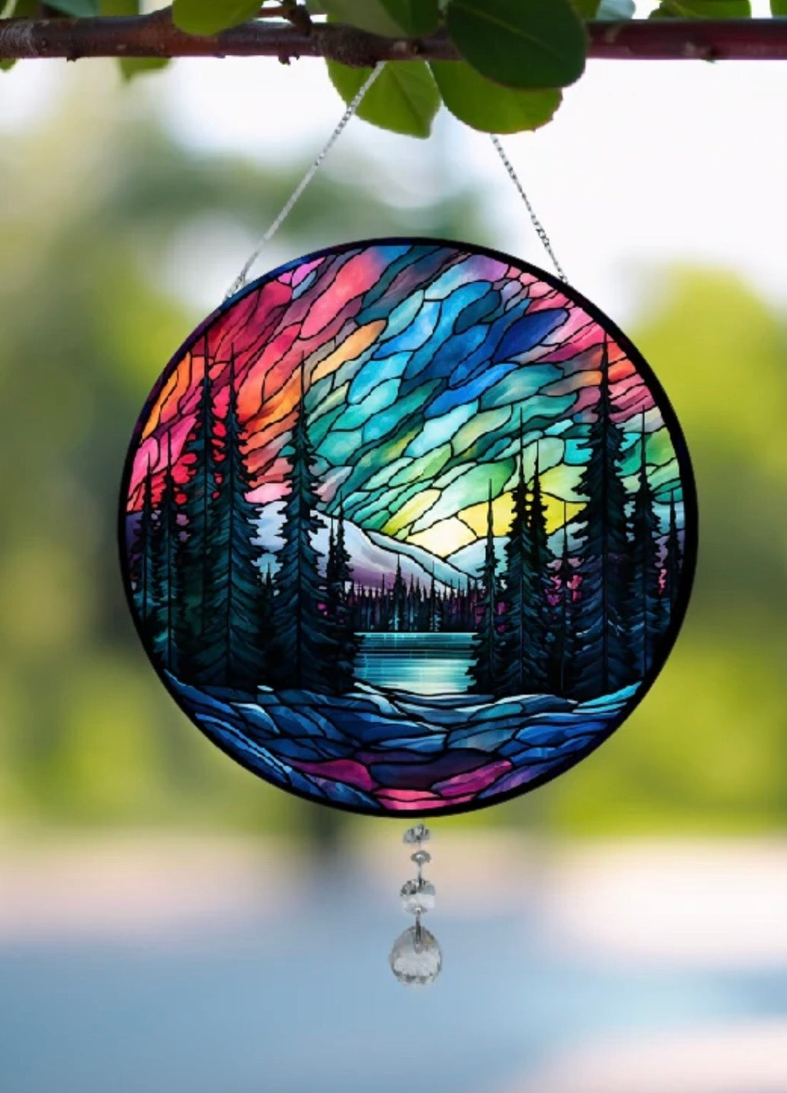 WHD - Suncatcher Colorful Northern Lights and Trees