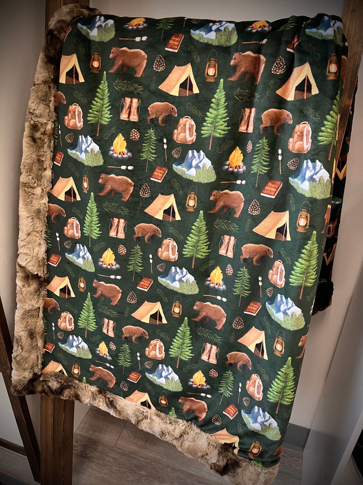 OAC - Minky Throw Blanket Camping