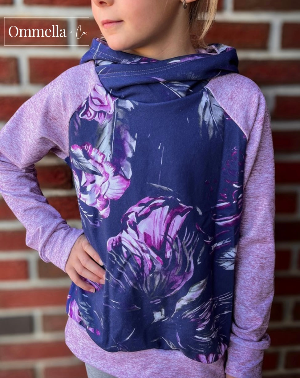 OAC Girls Hoodie - Sober Floral + Heathered Mauve