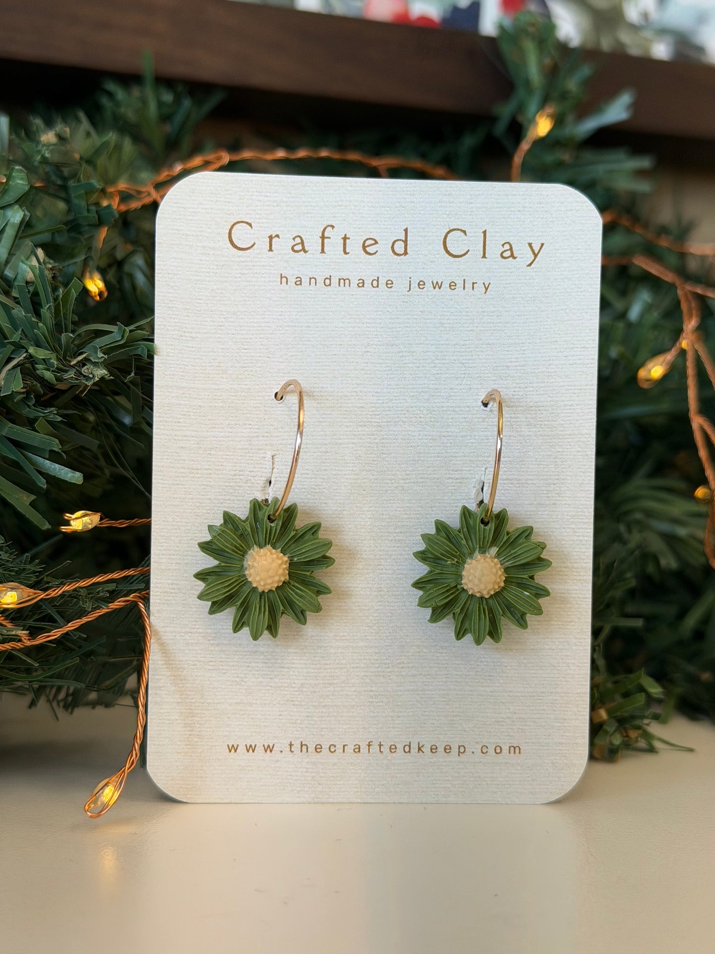 CJ - Olive Floral Hoops