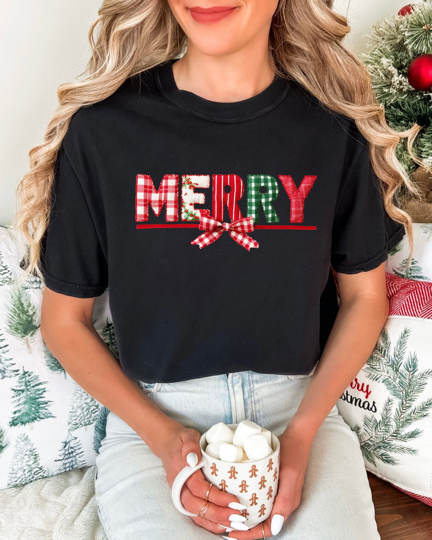 IND-PM-T Patchwork Merry Tee