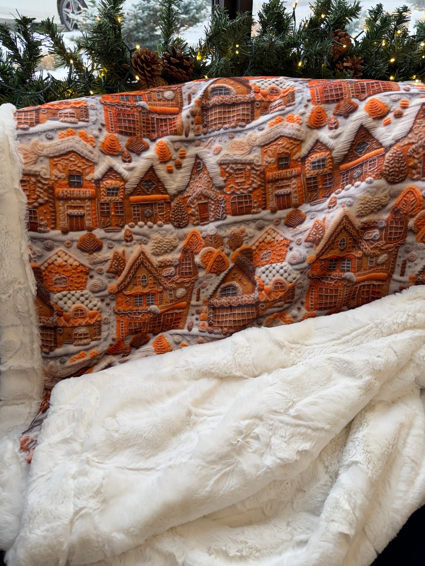OAC - Minky Throw Blanket Gingerbread Houses
