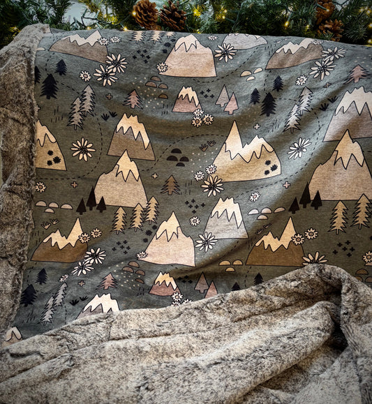 OAC - Minky Throw Blanket Peaks and Pines