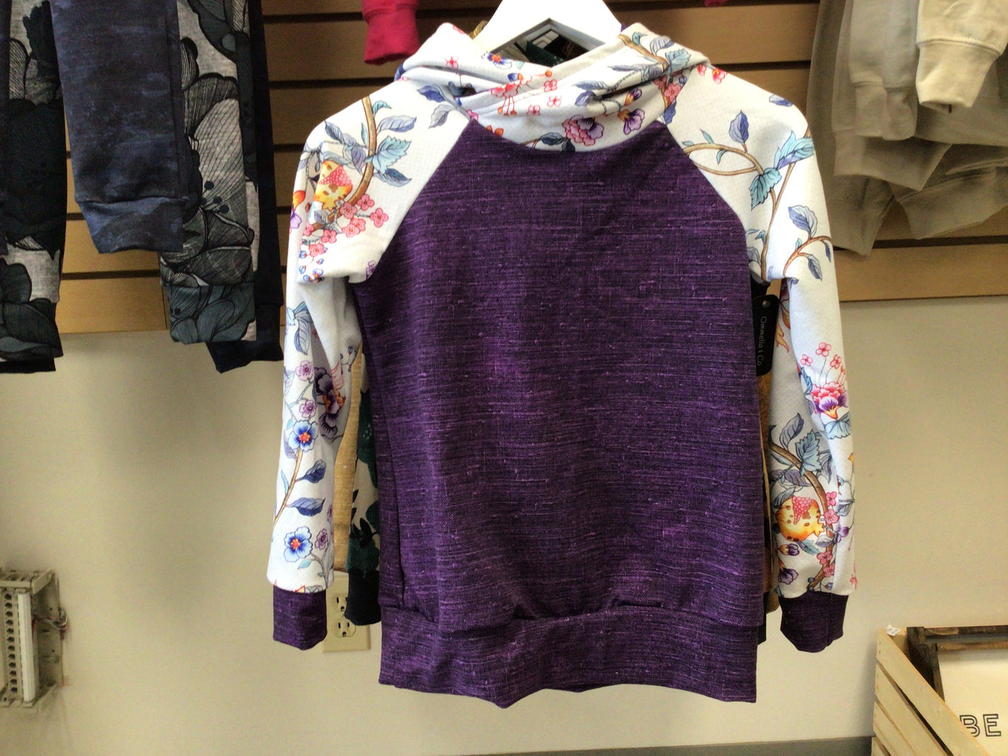 OAC - Girls Purple Floral Hoodie - Size 12