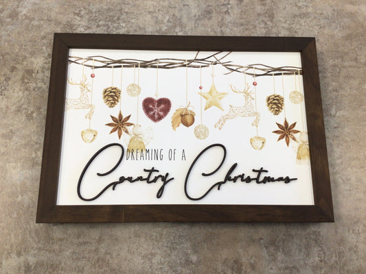 WHD - Dreaming Of A Country Christmas Framed Sign