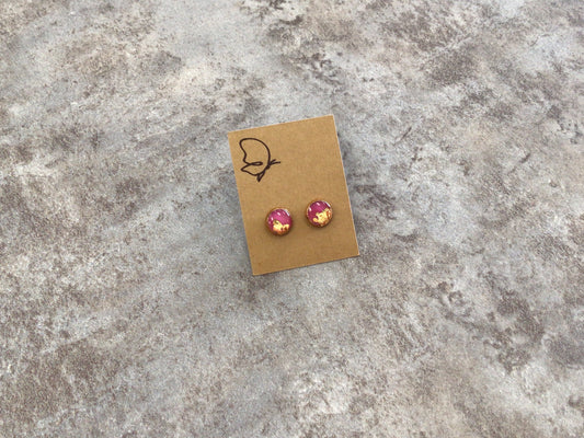 DBN-05 Pink Foil Stud Earrings