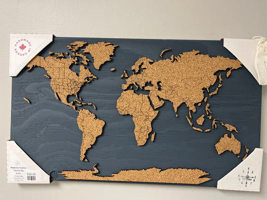 WLC - 14x24” Travel Pin Map - Ocean Blue