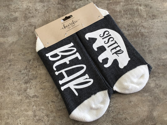 CSS122 “Sister Bear” Socks (Dark Grey)