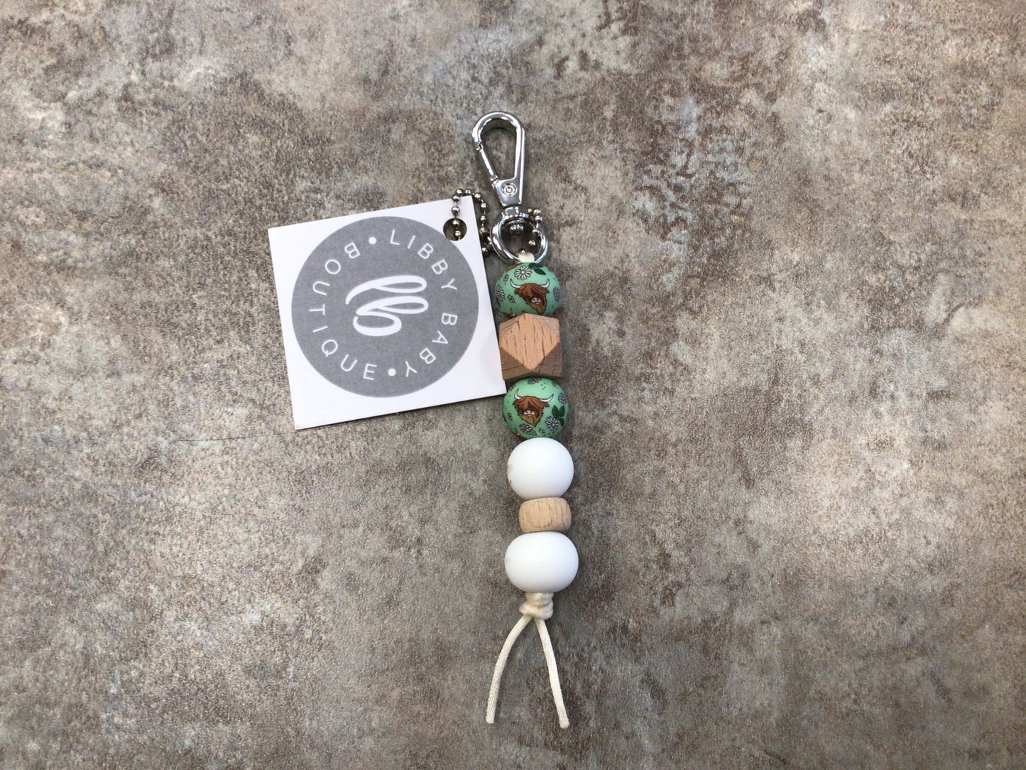 LBB -23 White Bead Keychain
