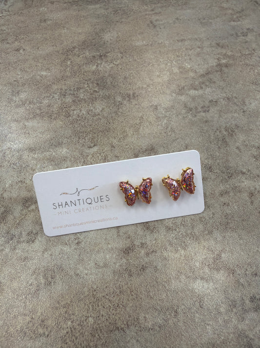 SMC - Pink Butterfly studs