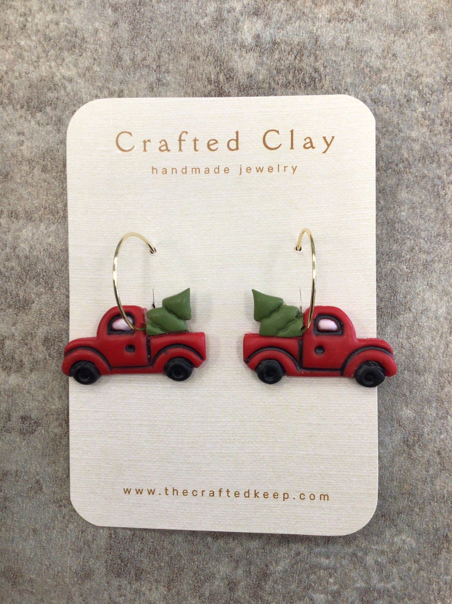 CJ - Red Truck Hoop Earrings