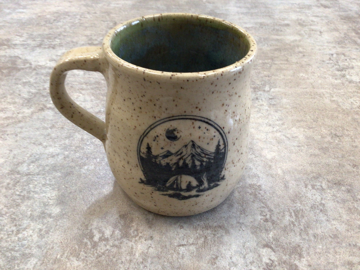 WWP - Pottery Mug, Camping Mountain Scene