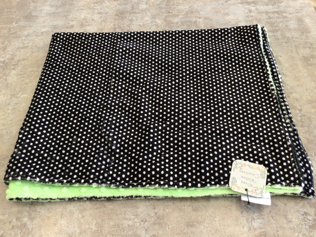WWC-01 Minky Baby Blanket black white polka dot